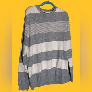 American Rag gray and white stripe crew neck sweater 100% cotton, men’s XXL